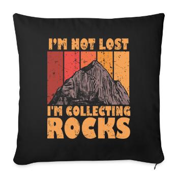 Je ne suis pas perdu Je collectionne des roches Drôle de géologie - Housse de coussin décorative 45 x 45 cm - noir - Devant