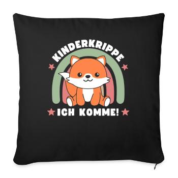 Kinderkrippe Ich Komme! Fuchs - Sofakissenbezug 45 x 45 cm - Schwarz - Vorne