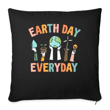 Earth Day Everyday Environmental Awareness - Sofa pillowcase 17,3'' x 17,3'' (45 x 45 cm) - black - Front