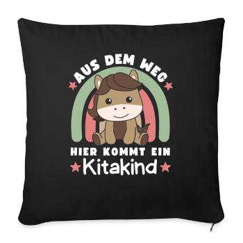 Aus Dem Weg Hier Kommt Ein Kitakind Pferd - Sofakissenbezug 45 x 45 cm - Schwarz - Vorne