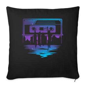 80's Cassette Tape 1990s Pencil Winding Cassette - Sofa pillowcase 17,3'' x 17,3'' (45 x 45 cm) - black - Front