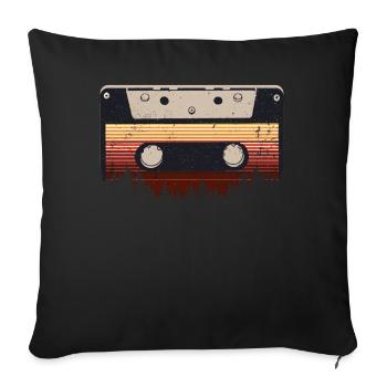 80's Cassette Tape 1990s Pencil Winding Cassette - Sofa pillowcase 17,3'' x 17,3'' (45 x 45 cm) - black - Front