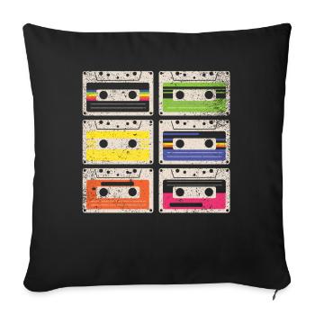 80's Cassette Tape 1990s Pencil Winding Cassette - Sofa pillowcase 17,3'' x 17,3'' (45 x 45 cm) - black - Front