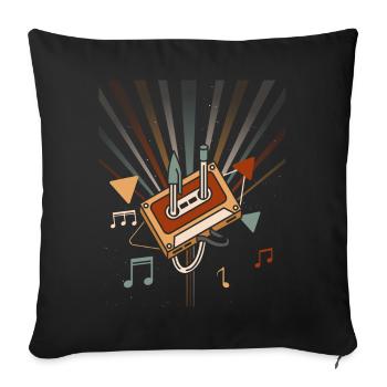 80's Cassette Tape 1990s Pencil Winding Cassette - Sofa pillowcase 17,3'' x 17,3'' (45 x 45 cm) - black - Front