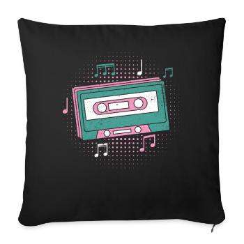 80's Cassette Tape 1990s Pencil Winding Cassette - Sofa pillowcase 17,3'' x 17,3'' (45 x 45 cm) - black - Front