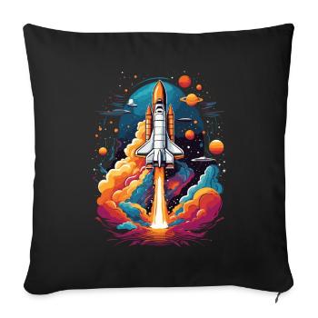Space Shuttle Astronaut Rocket Space Adventure - Sofa pillowcase 17,3'' x 17,3'' (45 x 45 cm) - black - Front