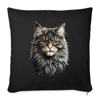 Maine Coon Cat Élégant Cat Design - Housse de coussin décorative 45 x 45 cm - noir - Devant