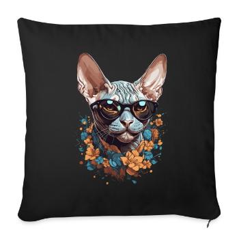 Stilvolle Sphinx Katze Design für Katzenliebhabe - Sofakissenbezug 45 x 45 cm - Schwarz - Vorne