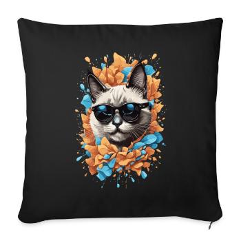 Siamese Cat Meow Cat Lover Design - Sofa pillowcase 17,3'' x 17,3'' (45 x 45 cm) - black - Front