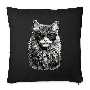 Chat de forêt norvégien Chat frais et animal de compagnie - Housse de coussin décorative 45 x 45 cm - noir - Devant
