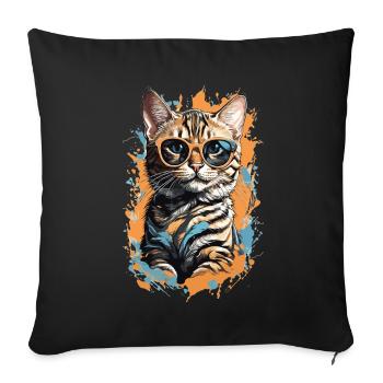 Bengal Cat Cool Chat domestique Chats - Housse de coussin décorative 45 x 45 cm - noir - Devant