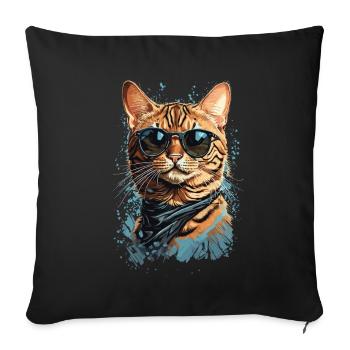 Cool Bengal Cat Exotic Cat Design - Sofa pillowcase 17,3'' x 17,3'' (45 x 45 cm) - black - Front