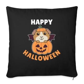 Guinea Pig Happy Halloween Pumpkin Bat - Sofa pillowcase 17,3'' x 17,3'' (45 x 45 cm) - black - Front