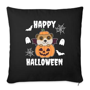Meerkat Happy Halloween Pumpkin Bat - Sofa pillowcase 17,3'' x 17,3'' (45 x 45 cm) - black - Front