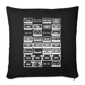 80's Cassette Tape 1990s Pencil Winding Cassette - Sofa pillowcase 17,3'' x 17,3'' (45 x 45 cm) - black - Front