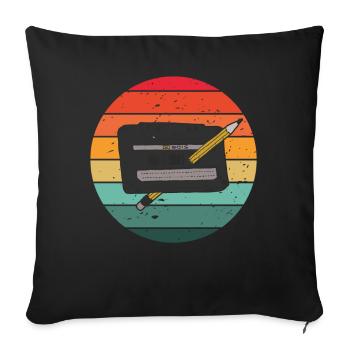 80's Cassette Tape 1990s Pencil Winding Cassette - Sofa pillowcase 17,3'' x 17,3'' (45 x 45 cm) - black - Front