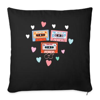 80's Cassette Tape 1990s Pencil Winding Cassette - Sofa pillowcase 17,3'' x 17,3'' (45 x 45 cm) - black - Front
