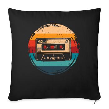 80's Cassette Tape 1990s Pencil Winding Cassette - Sofa pillowcase 17,3'' x 17,3'' (45 x 45 cm) - black - Front