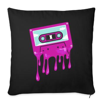 80er Jahre Kassette 1990er Bleistift Wickelkassette - Sofakissenbezug 45 x 45 cm - Schwarz - Vorne