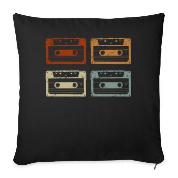 80's Cassette Tape 1990s Pencil Winding Cassette - Sofa pillowcase 17,3'' x 17,3'' (45 x 45 cm) - black - Front