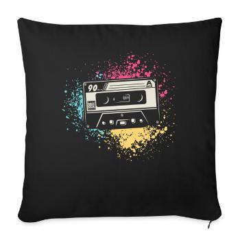 80's Cassette Tape 1990s Pencil Winding Cassette - Sofa pillowcase 17,3'' x 17,3'' (45 x 45 cm) - black - Front