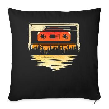 80's Cassette Tape 1990s Pencil Winding Cassette - Sofa pillowcase 17,3'' x 17,3'' (45 x 45 cm) - black - Front