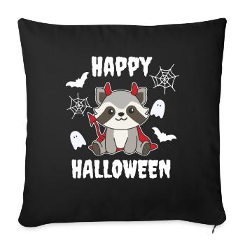 Raccoon Happy Halloween Devil Costume - Sofa pillowcase 17,3'' x 17,3'' (45 x 45 cm) - black - Front