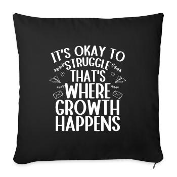 It's Okay To Struggle that's where growth happens - Sofakissenbezug 45 x 45 cm - Schwarz - Vorne