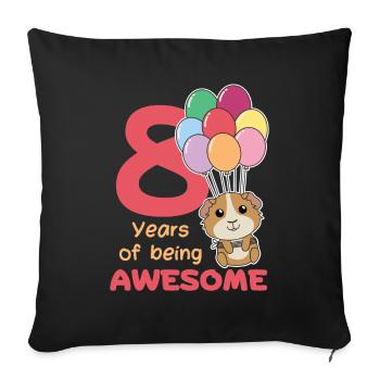 Cochons d’Inde pour les enfants de 8e anniversaire huit - Housse de coussin décorative 45 x 45 cm - noir - Devant