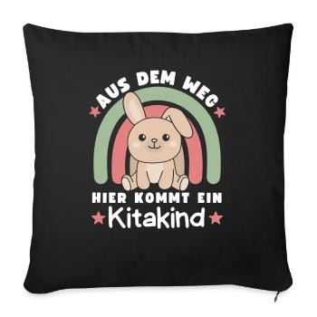 Aus Dem Weg Hier Kommt Ein Kitakind Hase - Sofakissenbezug 45 x 45 cm - Schwarz - Vorne