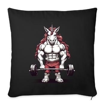 Unicorn Bodybuilder Cool Fitness Muscle Design - Sofa pillowcase 17,3'' x 17,3'' (45 x 45 cm) - black - Front