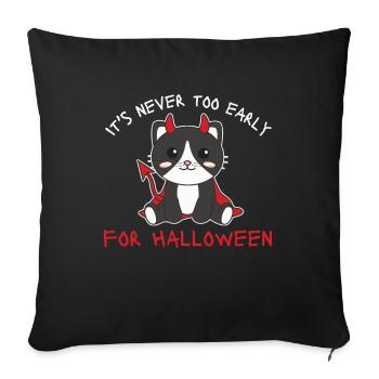Chat il n’est jamais trop tôt pour les diables d’Halloween - Housse de coussin décorative 45 x 45 cm - noir - Devant