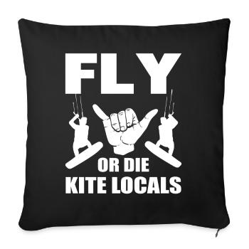 Kitesurfen Kite Surfer - Sofakissenbezug 45 x 45 cm - Schwarz - Vorne