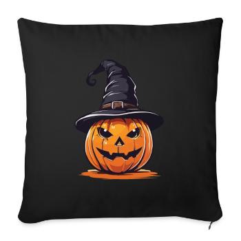 Citrouille sorcière drôle design d’Halloween - Housse de coussin décorative 45 x 45 cm - noir - Devant