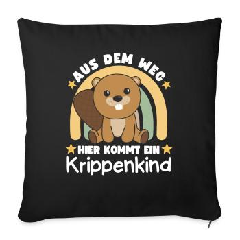 Aus Dem Weg Hier Kommt Ein Krippenkind Biber - Sofakissenbezug 45 x 45 cm - Schwarz - Vorne