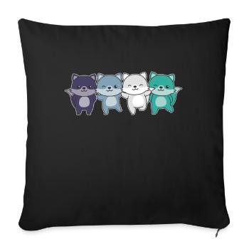 oriented aroace Flag Pride LGBTQ cute fox - Sofa pillowcase 17,3'' x 17,3'' (45 x 45 cm) - black - Front