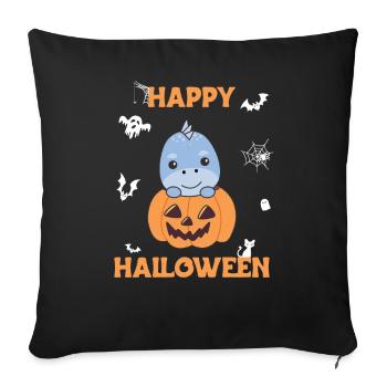 Dino in pumpkin cute dinos Happy Halloween - Sofa pillowcase 17,3'' x 17,3'' (45 x 45 cm) - black - Front