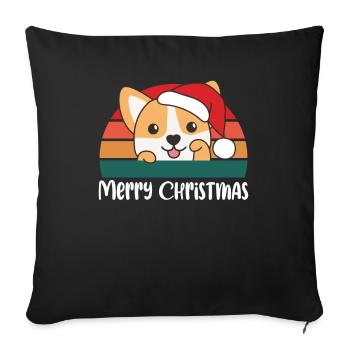 Joyeux Noël Retro Corgi Noël - Housse de coussin décorative 45 x 45 cm - noir - Devant