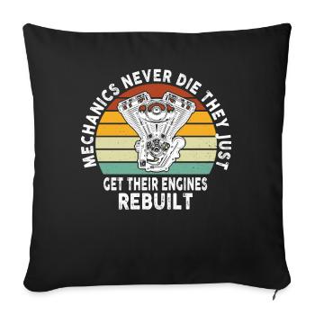 Les mécaniciens ne meurent jamais Passionné de voiture - Housse de coussin décorative 45 x 45 cm - noir - Devant