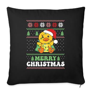 Joyeux Noël rétro moche canard de Noël - Housse de coussin décorative 45 x 45 cm - noir - Devant