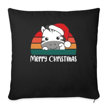 merry Christmas Retro Zebra Weihnacht - Sofakissenbezug 45 x 45 cm - Schwarz - Vorne
