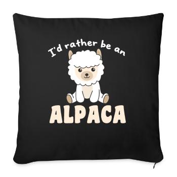 Je préfère être un alpaga - un alpaga mignon - Housse de coussin décorative 45 x 45 cm - noir - Devant