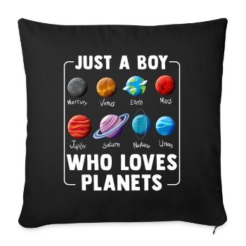 Just A Boy Who Loves Planets Solar System - Sofa pillowcase 17,3'' x 17,3'' (45 x 45 cm) - black - Front