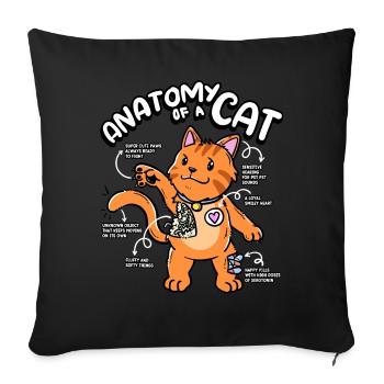 Anatomy of a cat Cute paws Serotonin - Sofa pillowcase 17,3'' x 17,3'' (45 x 45 cm) - black - Front