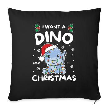 Je veux un dinosaure pour Noël dinos mignons - Housse de coussin décorative 45 x 45 cm - noir - Devant