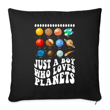Just A Boy Who Loves Planets Solar System - Sofa pillowcase 17,3'' x 17,3'' (45 x 45 cm) - black - Front