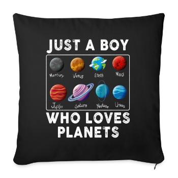 Just A Boy Who Loves Planets Solar System - Sofa pillowcase 17,3'' x 17,3'' (45 x 45 cm) - black - Front