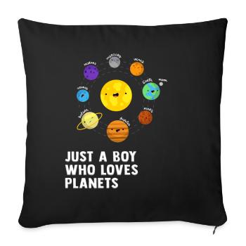 Just A Boy Who Loves Planets Solar System - Sofa pillowcase 17,3'' x 17,3'' (45 x 45 cm) - black - Front