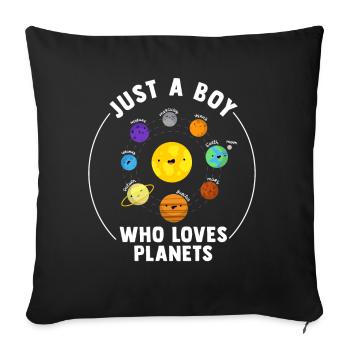 Just A Boy Who Loves Planets Solar System - Sofa pillowcase 17,3'' x 17,3'' (45 x 45 cm) - black - Front
