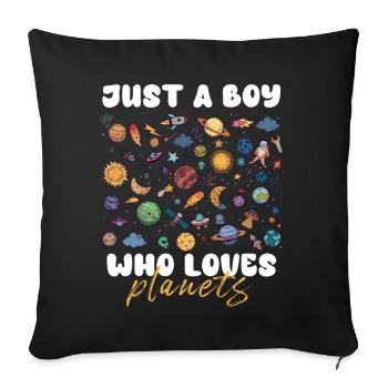 Just A Boy Who Loves Planets Solar System - Sofa pillowcase 17,3'' x 17,3'' (45 x 45 cm) - black - Front